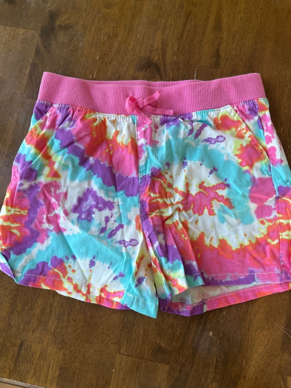 Girls Tie-Dye Lounge Shorts - Pink Waistband